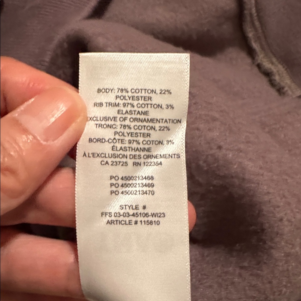 Aritzia TNA Cozy Fleece Boyfriend Zip Up Sweatshirt Dusty Purple Cropped-2XS - Picture 10 of 10